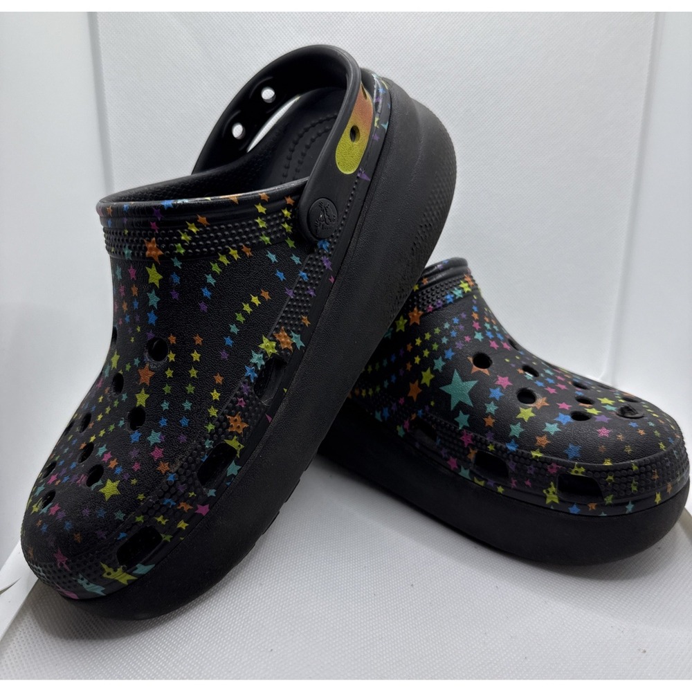 Crocs Kids Classic Black Disco Dance Party Cutie Platform Clogs Sandals J4